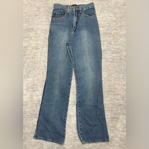 Vintage Jeans Y2K Braided Trim Straight Leg Denim Blue